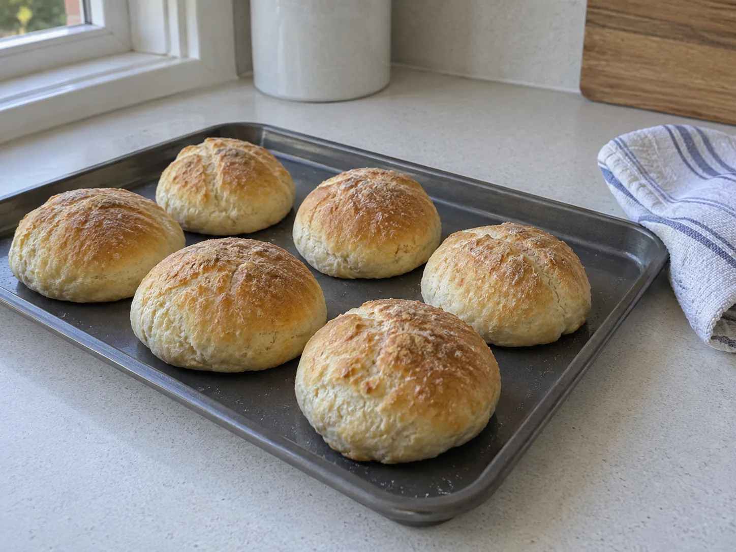 Illustration of bread making ingredients and a loaf.